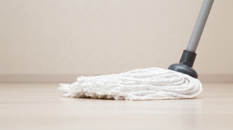 white mop head on floor