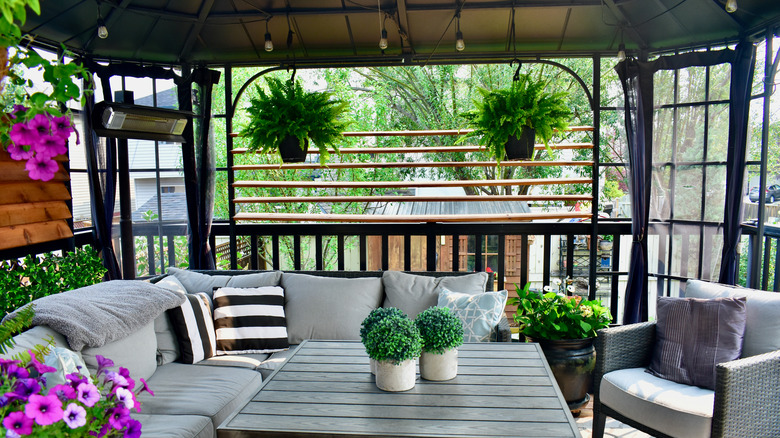 Covered outdoor patio with plants