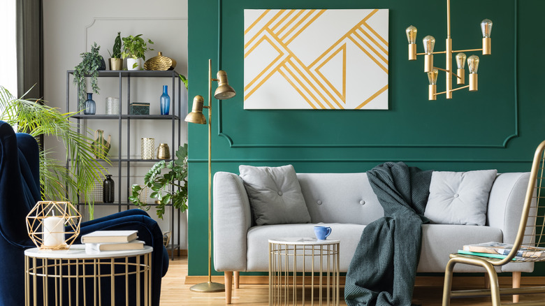 deep green accent wall color