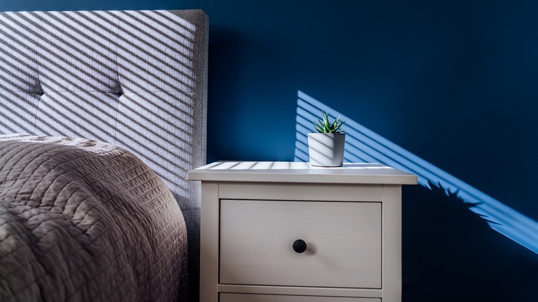 bold blue wall in bedroom