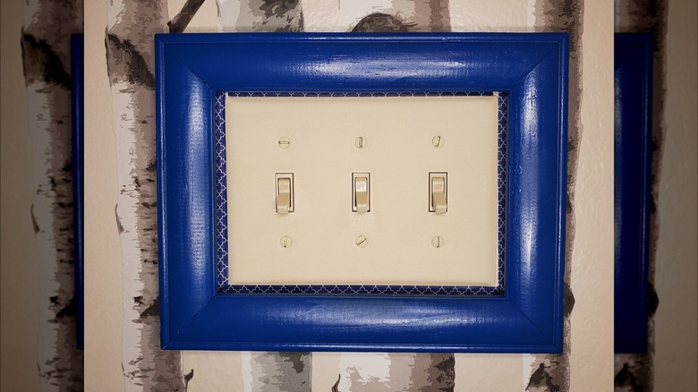 close up framed switch plate