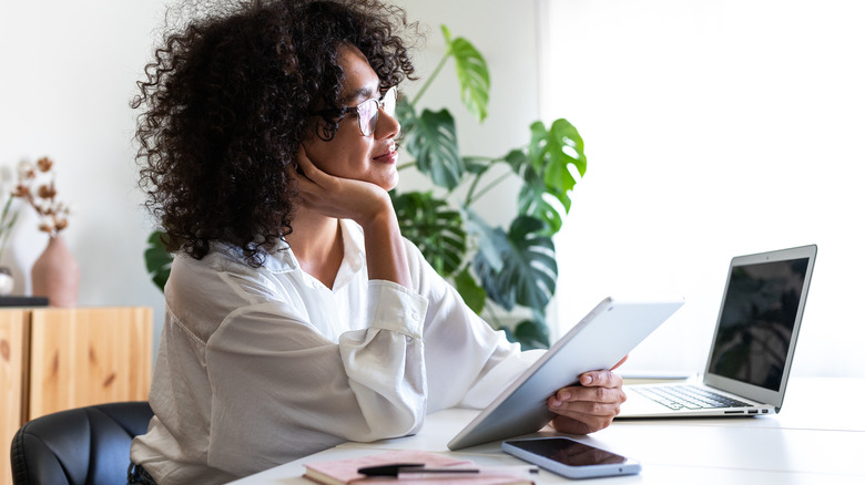 woman working in home office