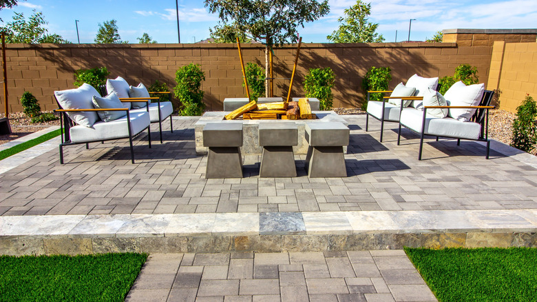 Concrete and natural stone patio