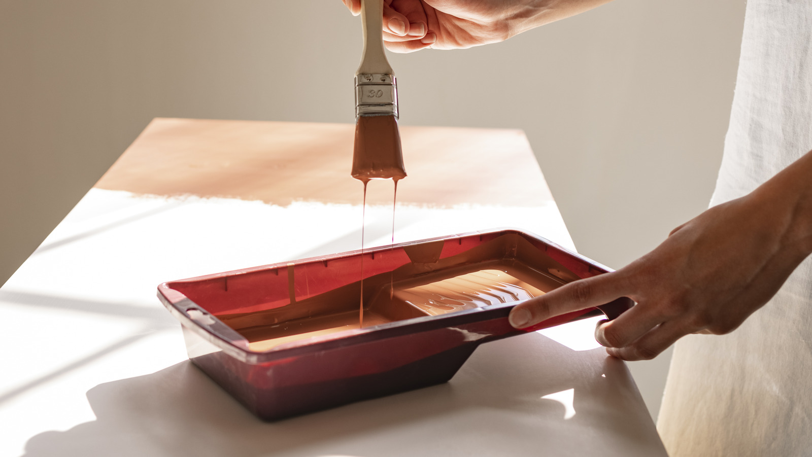 Sticker Paintbrushes Dripping into Paint Containers 