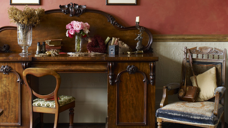 An antique wooden desk