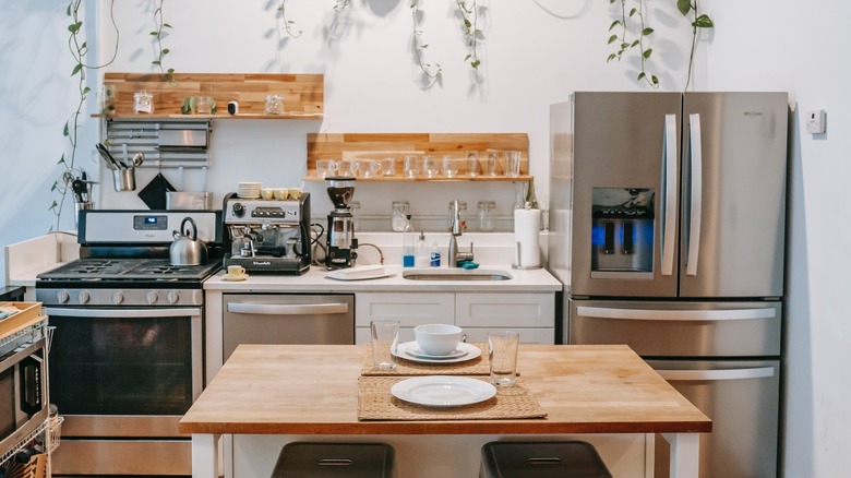 Kitchen with stainless steel appliances