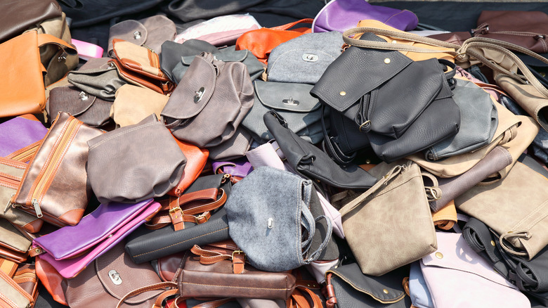 Pile of handbags