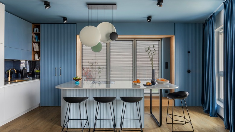 Kitchen with blue walls