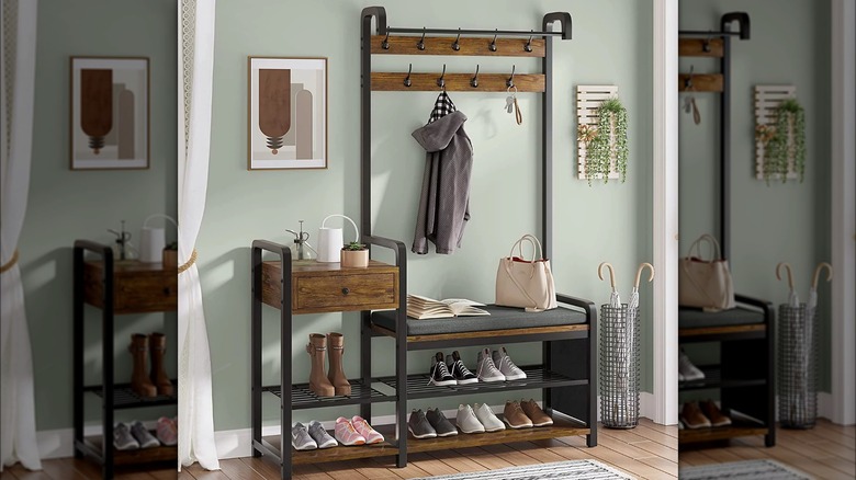 pre-built storage tower in entryway