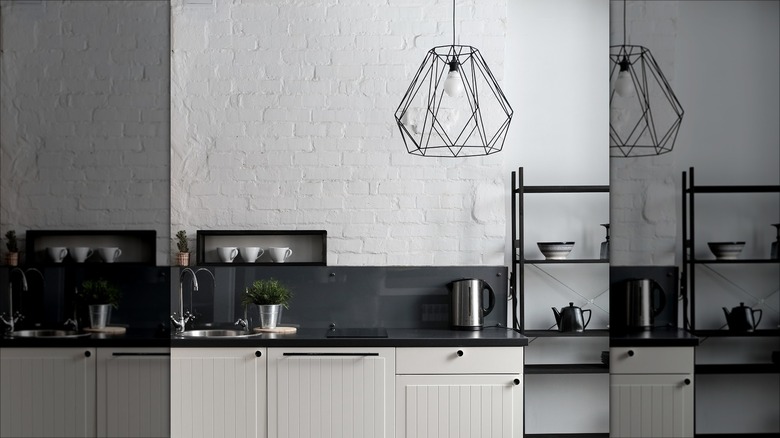 geometric ceiling light in kitchen