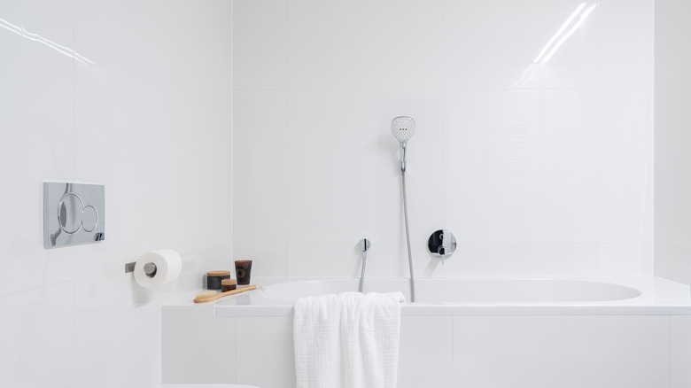 Clean white bathroom tile