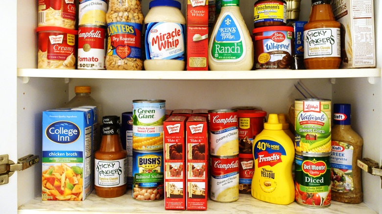 cabinet with canned goods