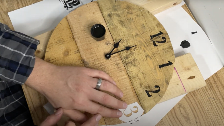 painting numbers on DIY clock