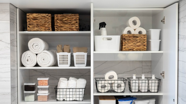 organized bathroom cabinet