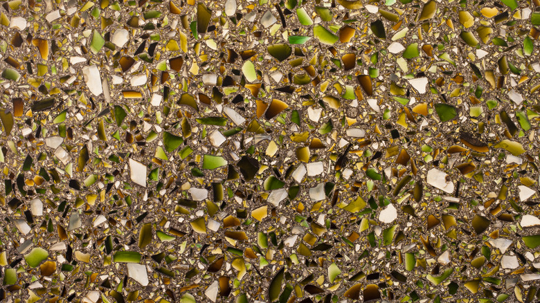 Recycled glass countertop closeup 