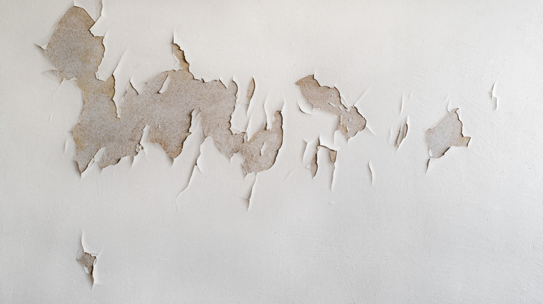 peeling paint on white wall