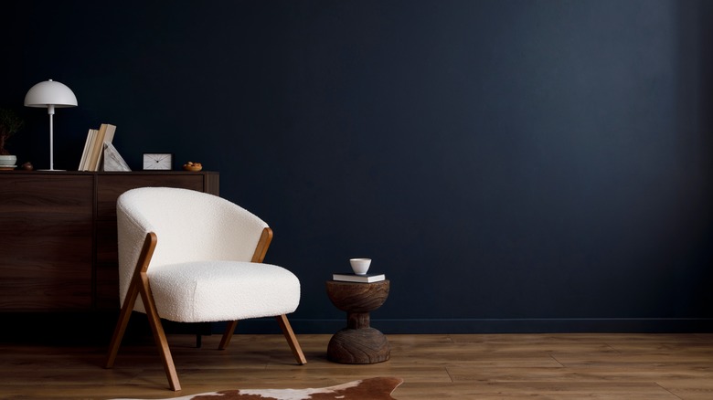 Dark blue sitting room