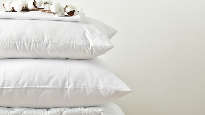 Stack of clean white pillows