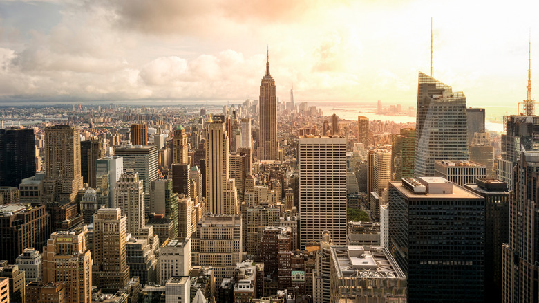 New York City from high looking at Empire State