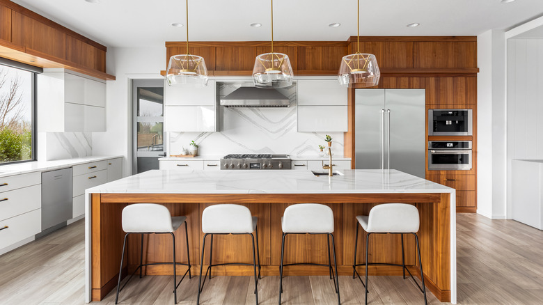 clean wood and white kitchen