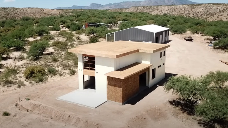 A home addition in progress with a concrete form