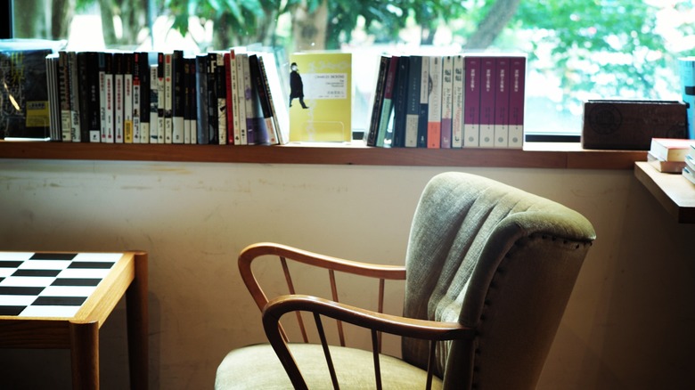 Books on windowsill 