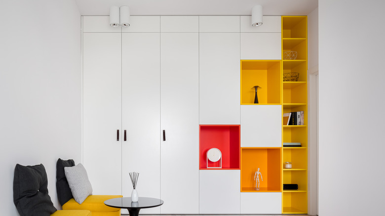 Books in modern designed closet 