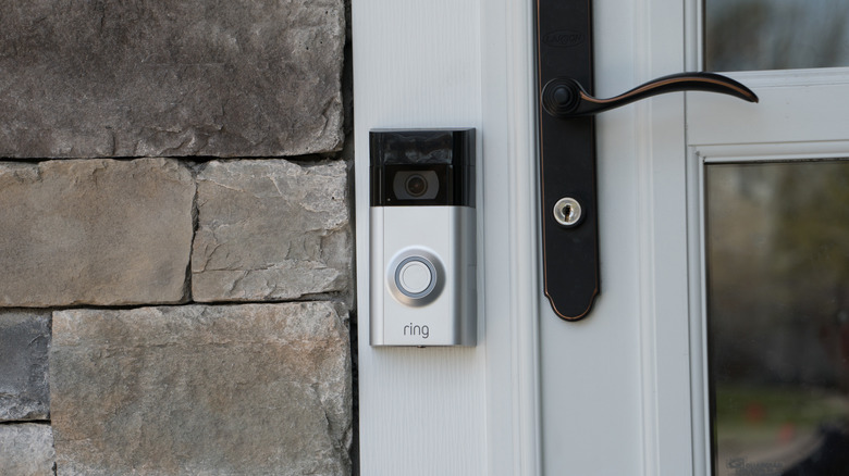 video doorbell on door 