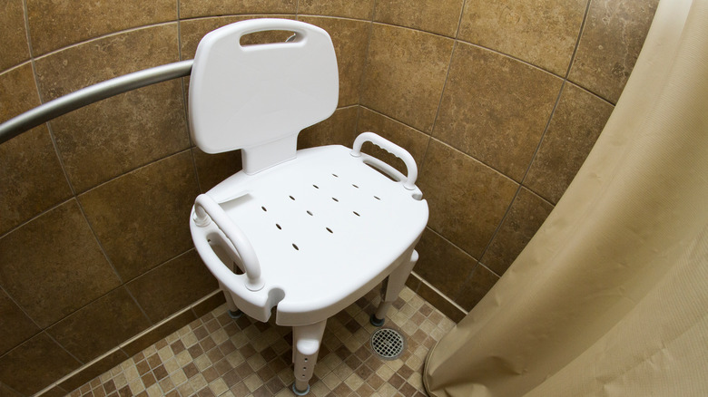 white chair in shower