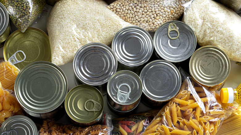 Canned food, grains, and pasta