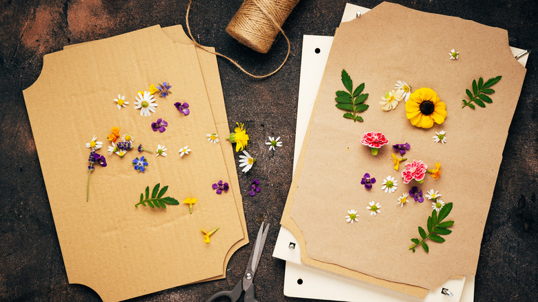 flowers being pressed