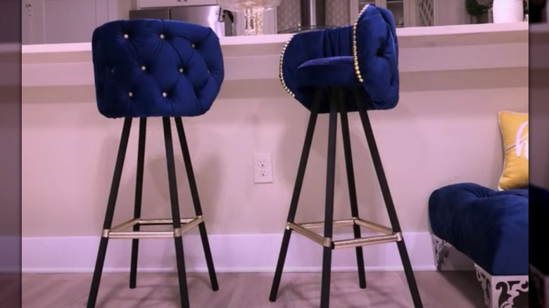 Blue stools with tufted backs