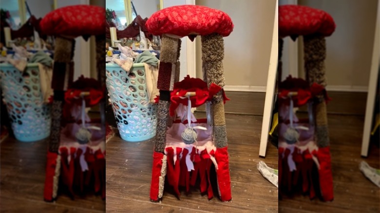 DIY sensory cat tree