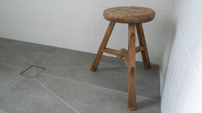 Bar stool in shower