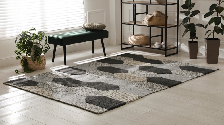 black and grey rug 