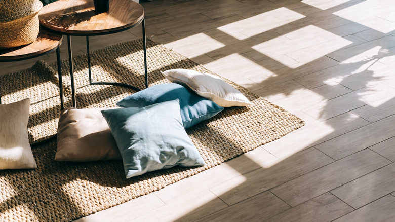 area rug under sunlight