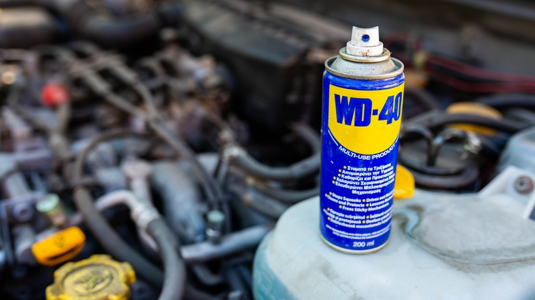 WD-40 next to engine