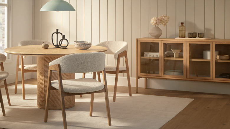 Wooden sideboard in dining room