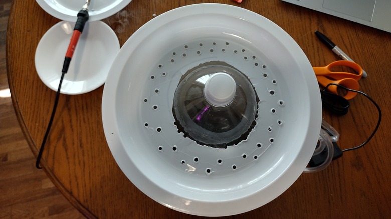 Fountain tope with soldered holes