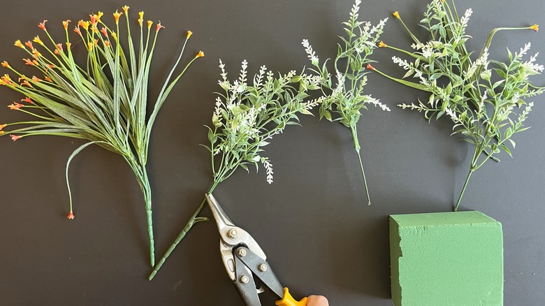 Cutting flowers with tin snips