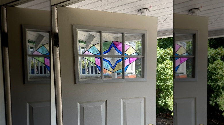 Door with painted window panes