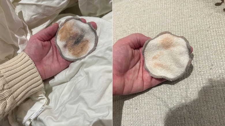 Makeup wipe before and after