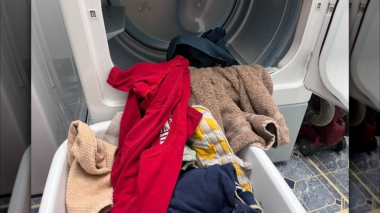 Dry clothes out of dryer 