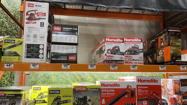 Boxes on shelf at Home Depot