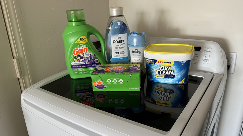 laundry products on washing machine