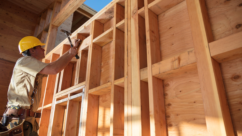 Wooden wall stud bays