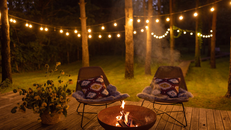 yard with string lights