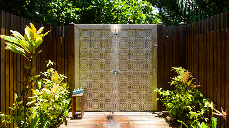 outdoor shower in the sunshine