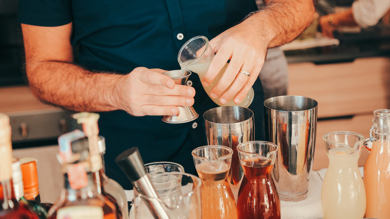 Man mixing cocktails