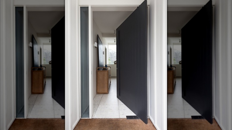 Pivot door in home interior 